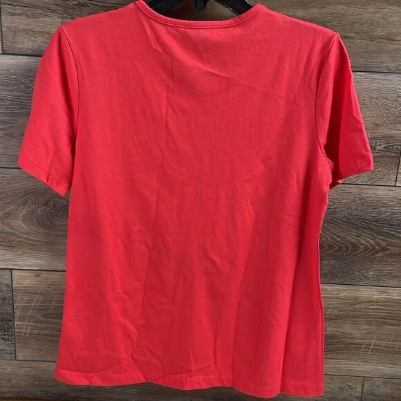 Coral Bay Petite Ladies Top, Size Petite Medium, Beaded Cocktails Design,Orange - Picture 4 of 5